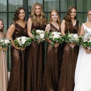 Size 6 brown sparkly dress worn ONCE